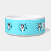 Huskywelpe mit Herz hellblau Rüde Napf (Links)