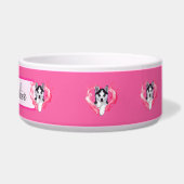 Huskywelpe mit Herz rosa Hündin Napf (Rechts)