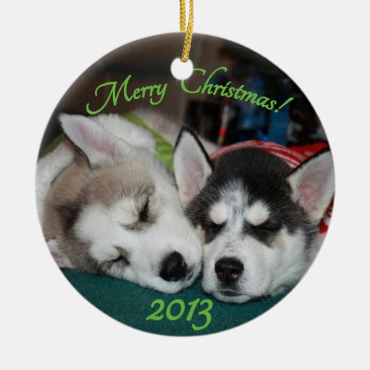 Huskywelpe Verzierung Keramik Ornament (Vorne)
