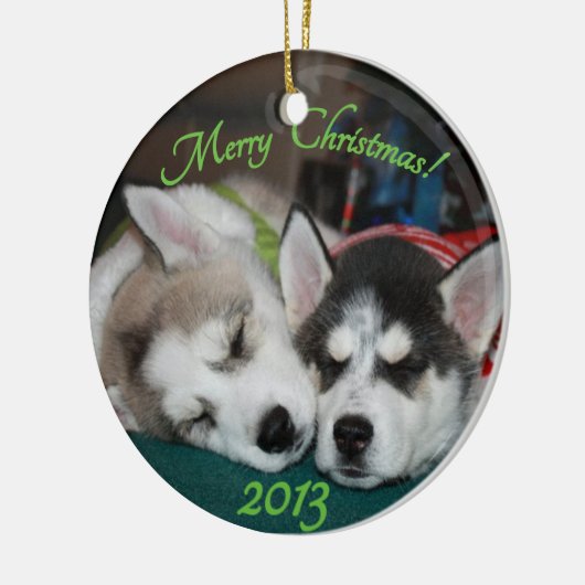 Huskywelpe Verzierung Keramik Ornament (Links)