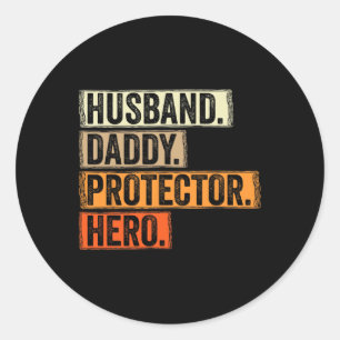 Husnd Daddy Protector Hero Men Fathers Day Funny F Runder Aufkleber