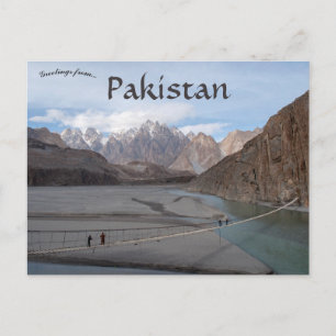 Hussaini Hanging Bridge Pakistan Postkarte