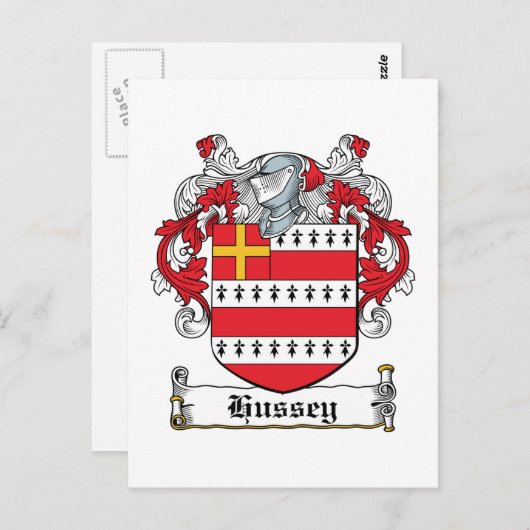 Hussey Familienwappen Postkarte (Vorne/Hinten)