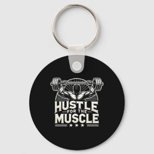 Hustel für die Muskel-Barbell-Bodybuilding Schlüsselanhänger