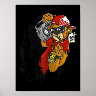 Hustel Hard Hip Hop Teddy Bären Gangster Rap Poster