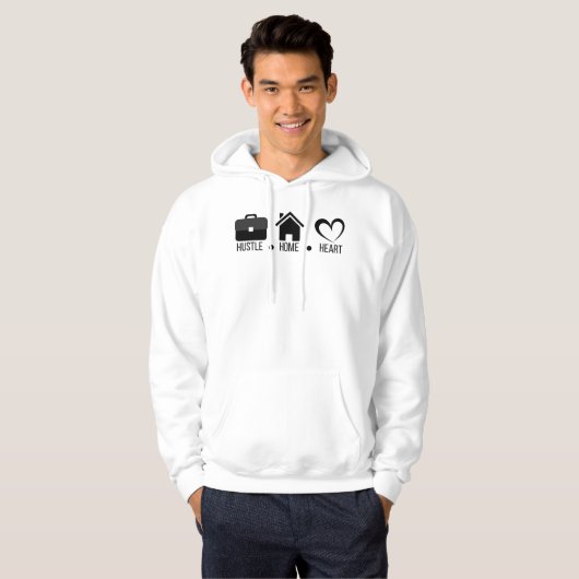 Hustel, Zuhause, Herz: Motivierend Komfort-Design Hoodie (Vorne ganz)