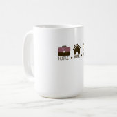 Hustel, Zuhause, Herz: Motivierend Komfort-Design Kaffeetasse (Vorderseite Links)
