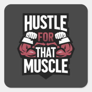 Hustet für diesen Muskel - Funny Gym Motivation Quadratischer Aufkleber