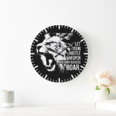 Hustle and Success - Work Hard - Lion Motivierend Große Wanduhr (Zuhause)