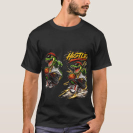 Hustle Basketball Dinosaur Graphic T-Shirt for Men