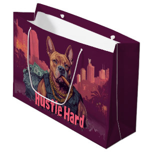 Hustle Hard - Pitbull-Hund mit Geld und Zigarre Große Geschenktüte