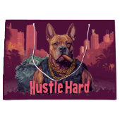 Hustle Hard - Pitbulle Hund mit Geld und Zigar Große Geschenktüte (Vorderseite)