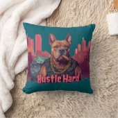 Hustle Hard - Pitbulle Hund mit Geld und Zigar Kissen (Decke)