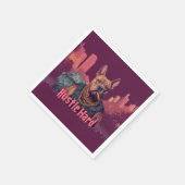 Hustle Hard - Pitbulle Hund mit Geld und Zigar Serviette (Ecke)