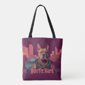 Hustle Hard - Pitbulle Hund mit Geld und Zigar Tasche (Rückseite)