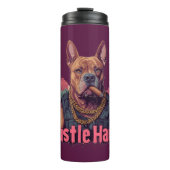Hustle Hard - Pitbulle Hund mit Geld und Zigar Thermosbecher (Vorderseite)