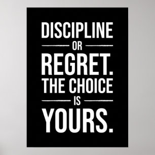 Hustle Motivation - Discipline vs Regret Poster