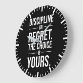 Hustle Motivation - Disziplin vs. Regret Große Wanduhr (Winkel)