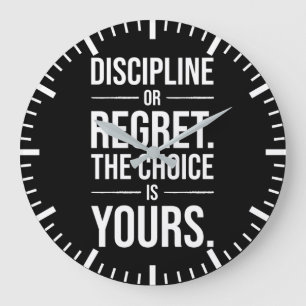 Hustle Motivation - Disziplin vs. Regret Große Wanduhr