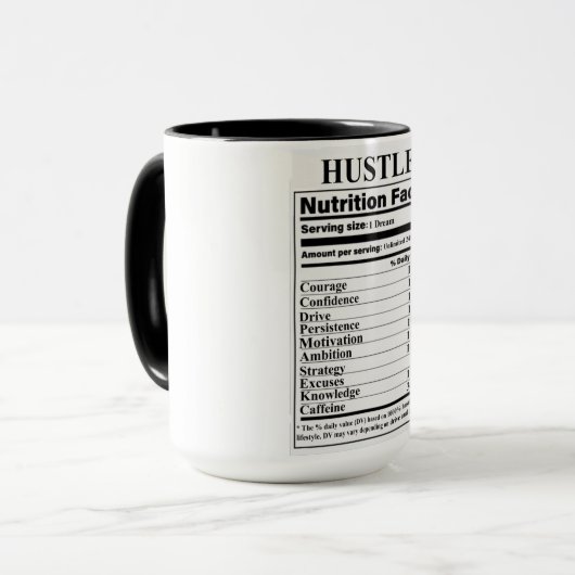 Hustle Nutrition Fakten Tasse (Vorderseite Links)