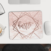 Hustle Rose Gold Marmor Rosa Rosa Imitate Glitzer Mousepad