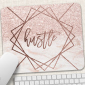Hustle Rose Gold Marmor Rosa Rosa Imitate Glitzer Mousepad