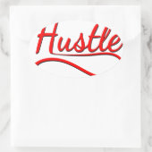 Hustle Typografy Art Ovaler Aufkleber (Tasche)