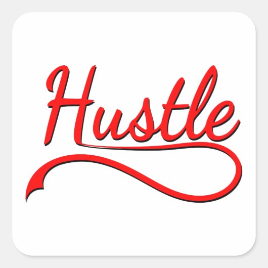 Hustle Typografy Art Quadratischer Aufkleber (Vorderseite)