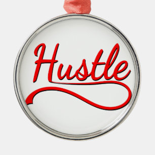 Hustle Typografy Art Silbernes Ornament