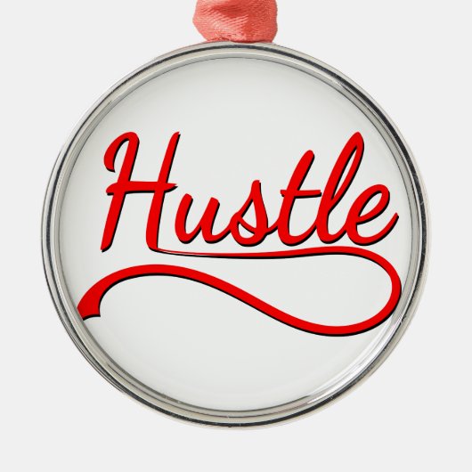 Hustle Typografy Art Silbernes Ornament (Vorne)