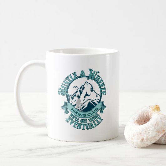 Hustle & Wheeze Hiking Club Kaffeetasse (Mit Donut)