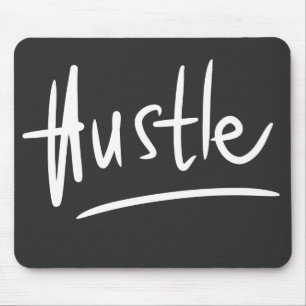 Hustle White Handwriting Typografie Mousepad