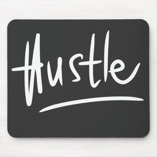 Hustle White Handwriting Typografie Mousepad (Vorne)