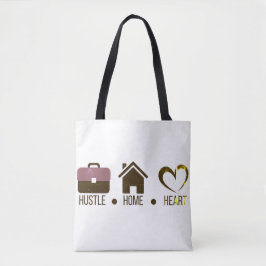 Hustle, Zuhause, Herz: Motivierend Hoodie Design Tasche