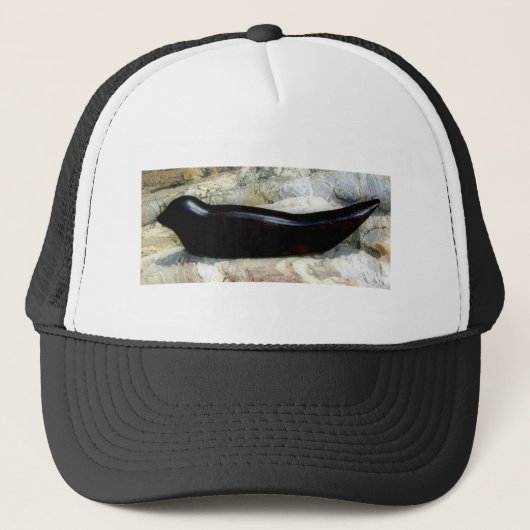 Hut aus schwarzem Siegel Truckerkappe (Vorderseite)