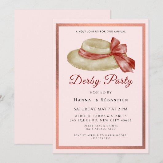 Hut Derby Party Einladung (Vorne/Hinten)