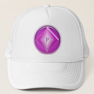Hut - Dreidimensionales Emblem in Lila und Pink Truckerkappe