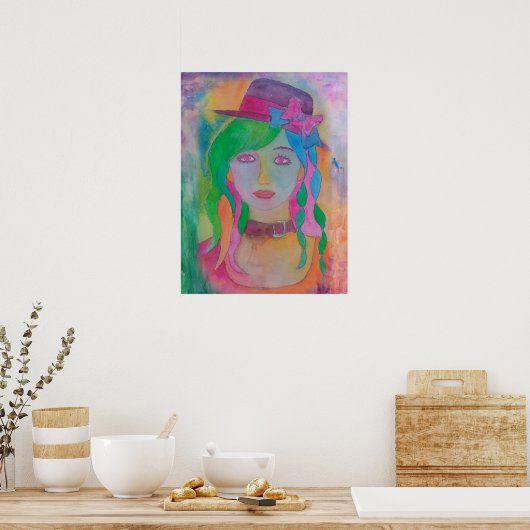 Hut-Mädchen - Poster (Küche)