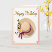 Hut und florale Geburtstagskarte Karte (Gelbe Blume)