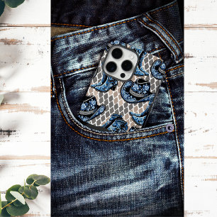 Hut und Stiefel für Cowgirl, Schwarz-Blau-Rose iPhone 16 Pro Max Hülle