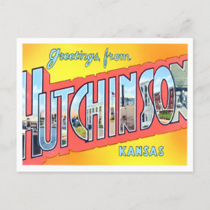Hutchinson, Kansas Vintage Große Buchstaben Postka Postkarte