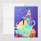 Hutdame in Teetasse Postkarte (Vorne/Hinten)
