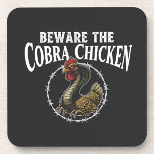 Hüte dich vor dem Cobra-Huhn Lustiger Sarkastische Getränkeuntersetzer