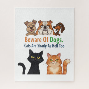 Hüten Sie sich vor Hund & die Katze ist schattig w Puzzle