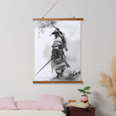 Hüter der Ehre: Der Stoic Samurai Wandteppich Mit Holzrahmen (Schlafzimmer)