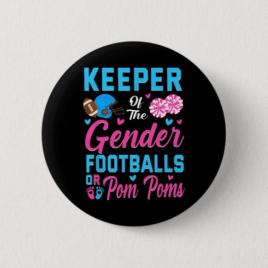 Hüter des Geschlechts Football oder Pom-Poms Gesch Button (Vorderseite)