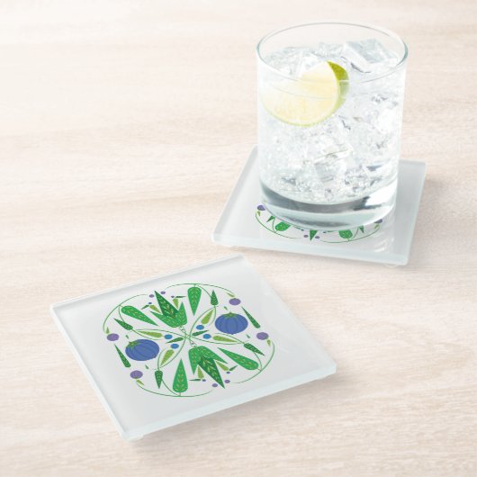 Hüterin des Blueberries Glass Untersetzer (Schrägansicht)