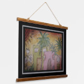 Huts & Palm Trees Wandteppich Mit Holzrahmen (Gewinkelt)