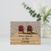 Hütte Adirondack Stühle Roter Rustikaler See Postkarte (Stehend Vorderseite)