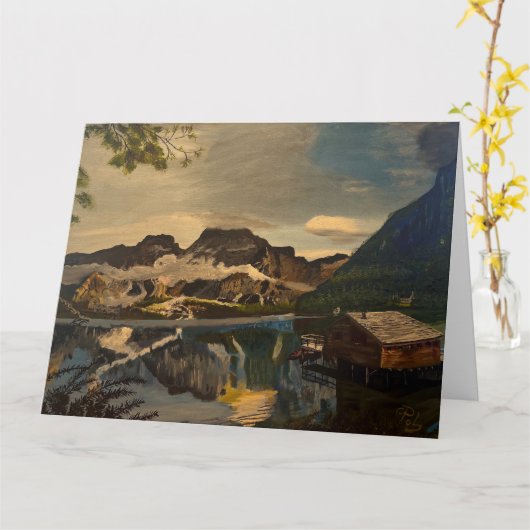 Hütte am Bergsee, von Gary Poling Karte (Gelbe Blume)